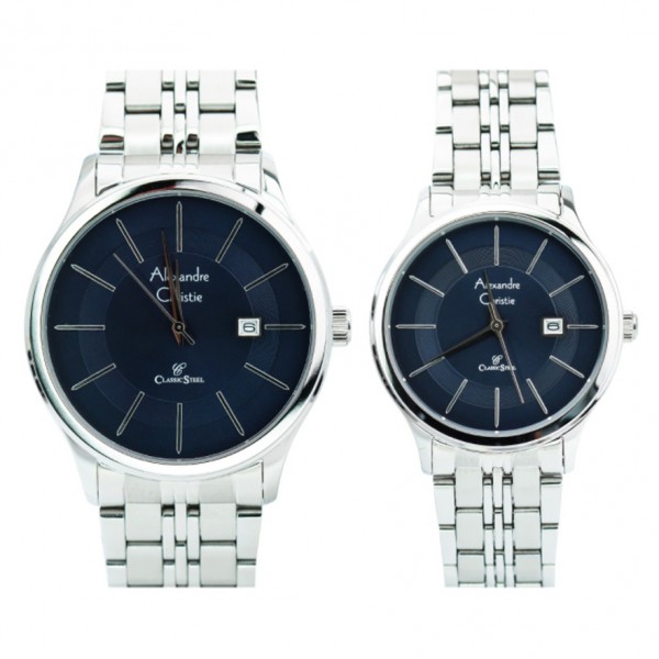 Alexandre Christie AC 8348 Silver Blue Couple